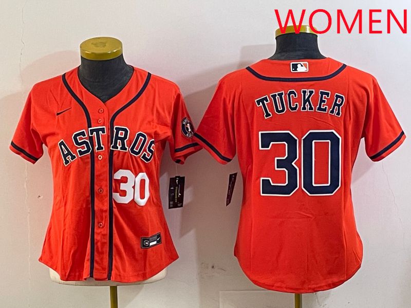 Women Houston Astros #30 Tucker Orange Game 2025 Nike MLB Jersey style 3->youth mlb jersey->Youth Jersey